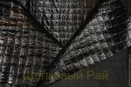 Плащевая ткань черного цвета под крокодила (6/с)