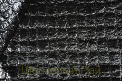 Плащевая ткань черного цвета под крокодила (6/с)