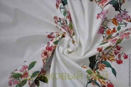 Хлопок с эластаном "Цветочная аллея" (в-132)