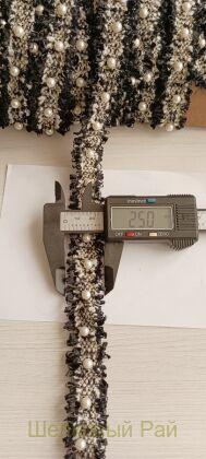 Тесьма черная с жемчугом "Chanel" 2,5 см (д-1453)