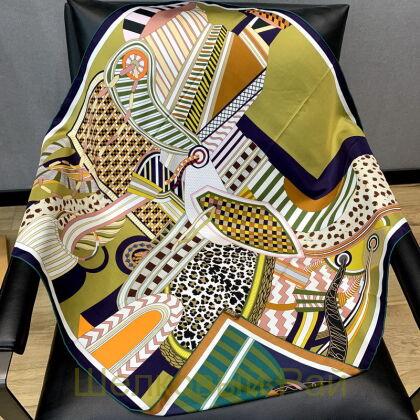 Платок оливковый двухсторонний 90*90 шелк-твил 100% (к-55)