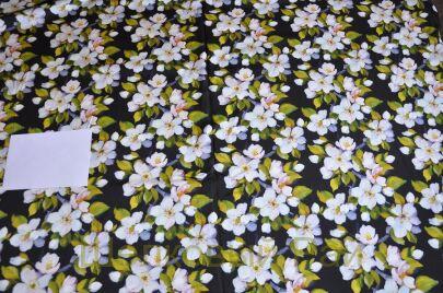 Плотный шелк стрейч "Цветущая яблоня" 19 момми (д-1475)